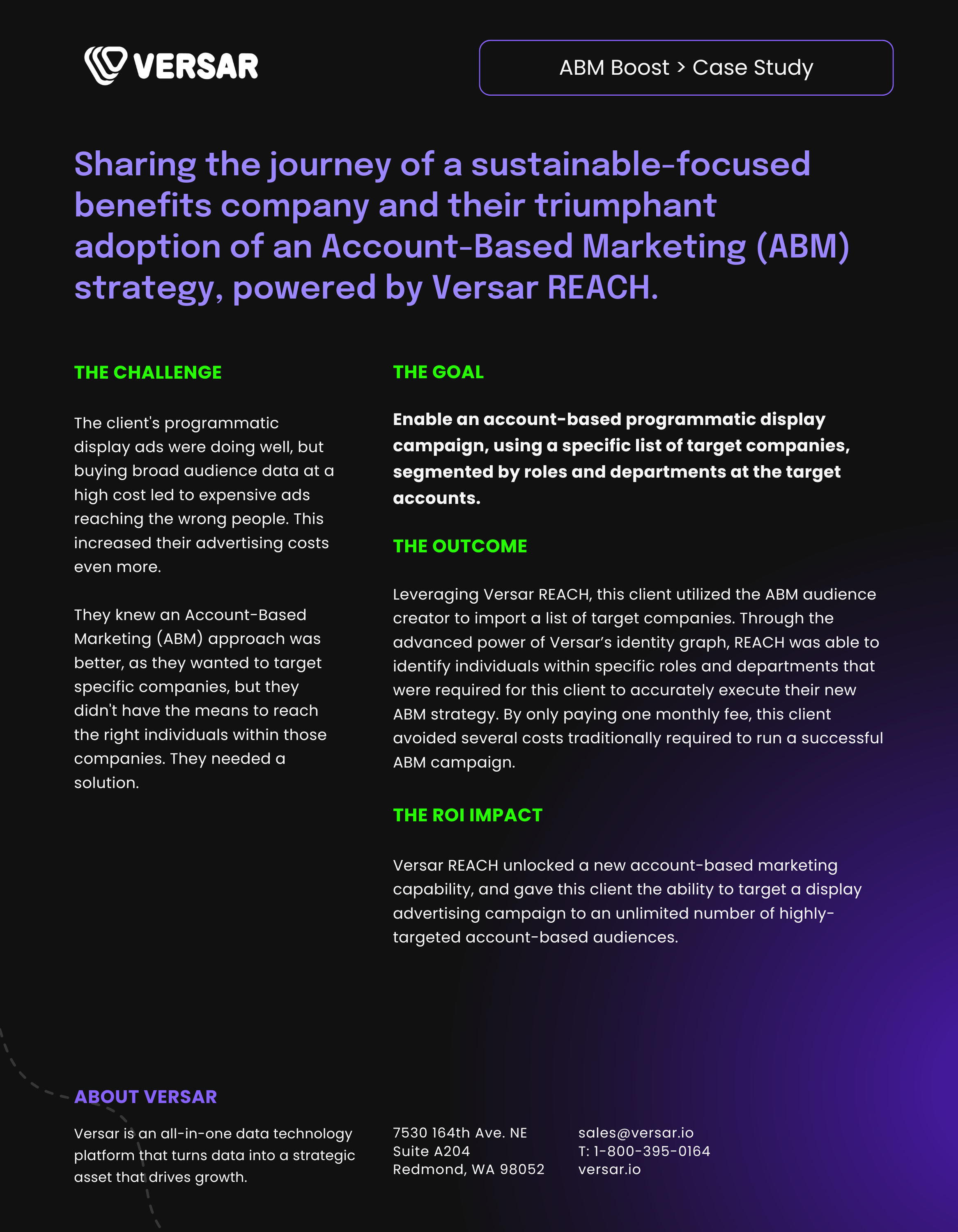 I created the copy and design for case studies as part of the Versar rebrand, showcasing how thoughtful content and visuals can tell a stronger brand story.