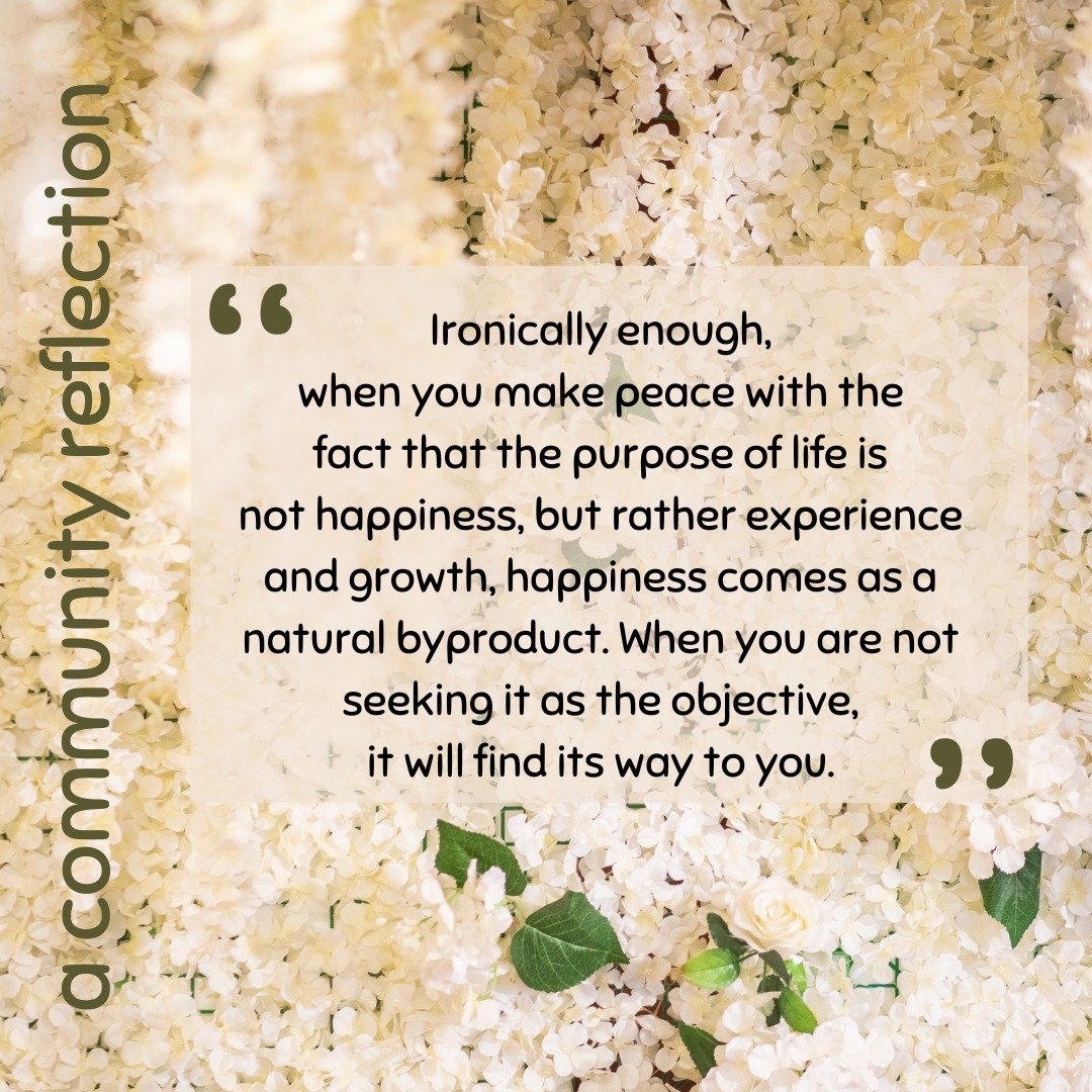 Happiness comes as a natural byproduct of experience and growth | A community reflection 🙏

#charity #personalgrowth #CanaCommunities #NewBeginnings