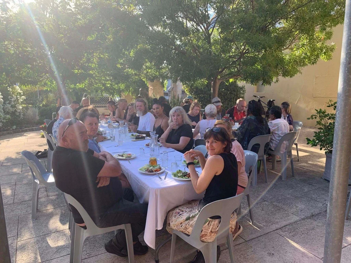 Monday Night Community Dinner in the beautiful grounds of St Paul&rsquo;s Beaconsfield a great gathering of community with delicious food and awesome company. Thank you to our wonderful volunteers and to everyone who pitched in. 
And A beautiful suns