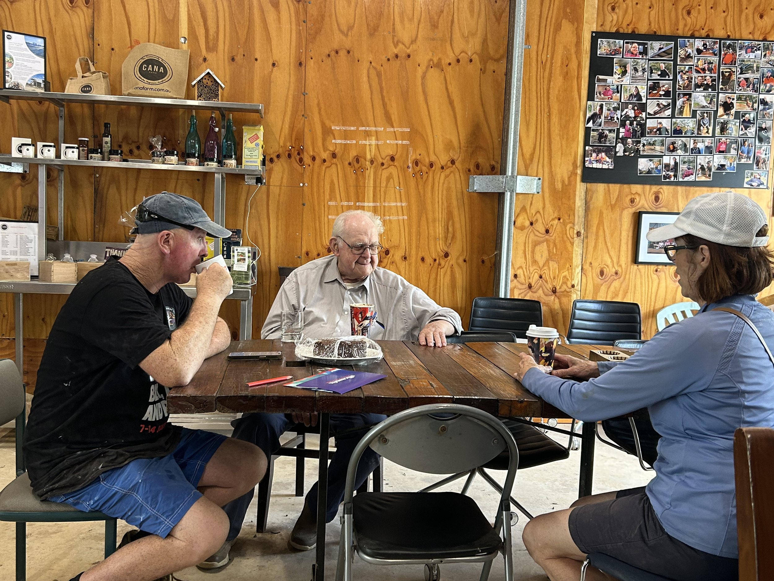 de Porres House resident Judd shares time and a cuppa at the farm