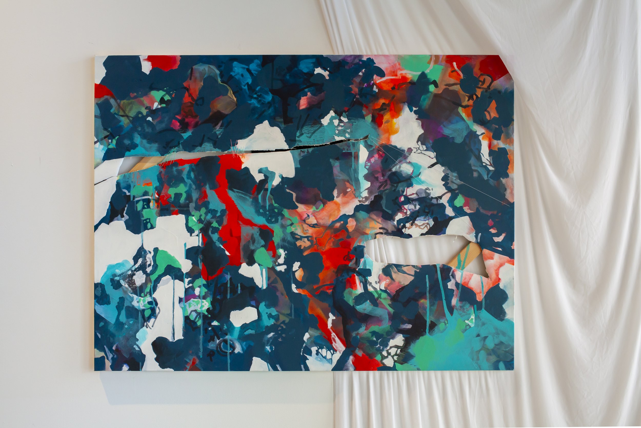 Memory Map ("not now") / 2024 / 36 x 24" / acrylic, thread, canvas / $500