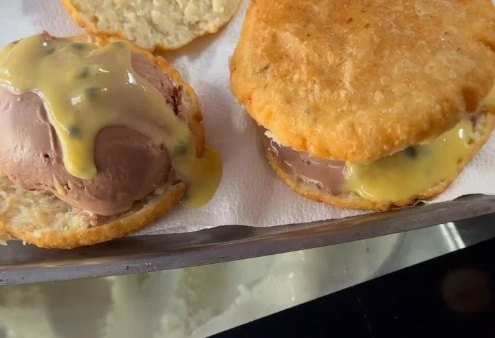 Thank you @magorestaurant for hosting us on Saturday for Latine Heritage Month!! 
We made a special ice cream arepa sandwich for the first time!! 
Milk chocolate topped with velvety passion fruit curd was our special for the day! 

Thank you Chef Mar