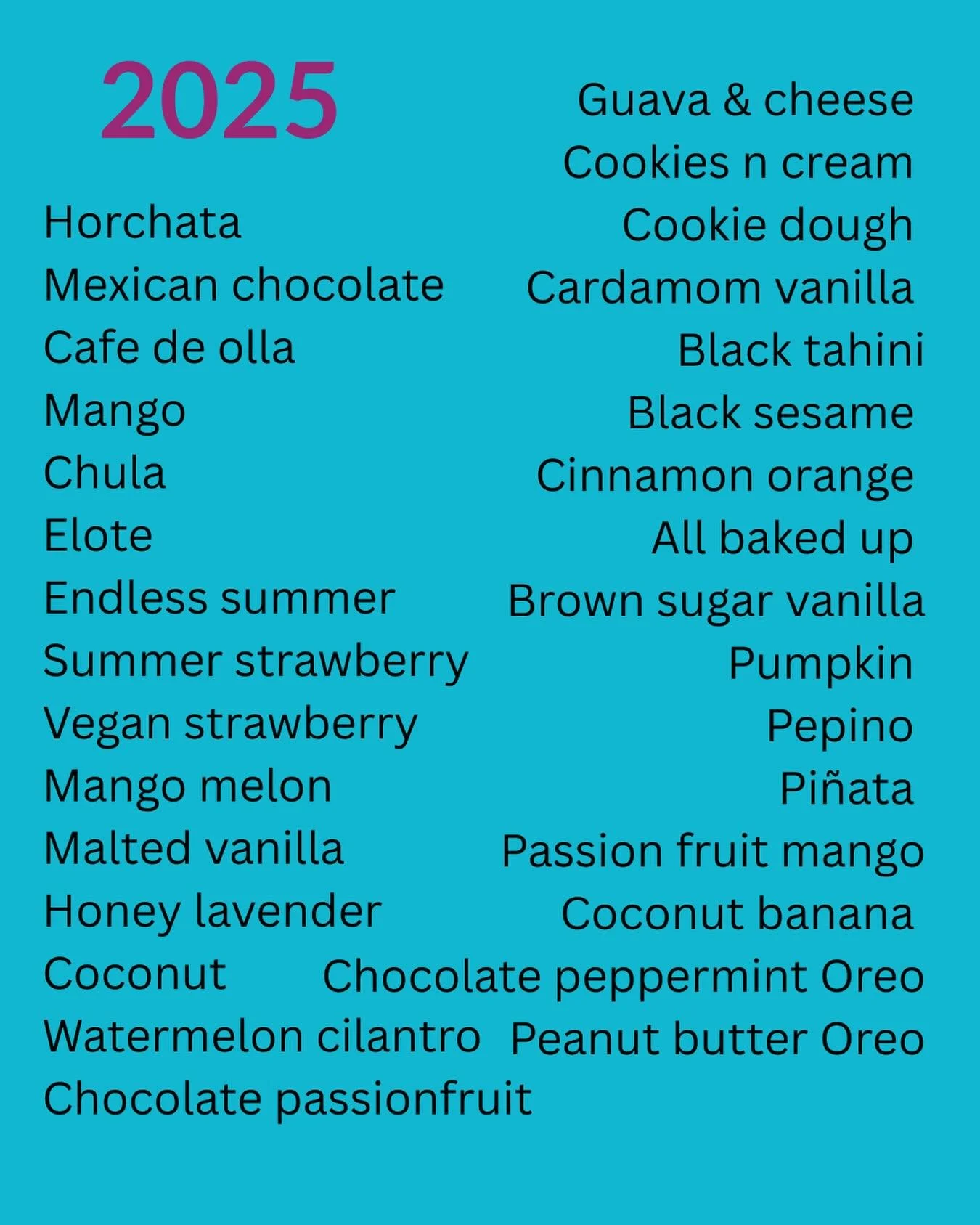 Reflecting on our menu this year&hellip; as a pop up, it&rsquo;s hard to offer more than 4 flavors at once and in the past, we&rsquo;ve really struggled in production to make enough ice cream, needing to scale back on variety. 
2025 has been challeng
