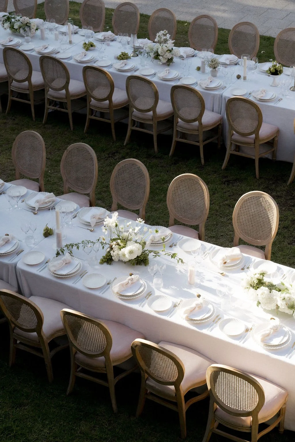 neutral wedding reception set up