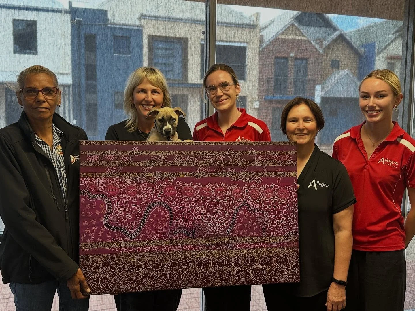 The amazing Carlleen Dingo with our new Allegro work shirt design&hearts;️ Thank your for creating such a special piece for us 🙏