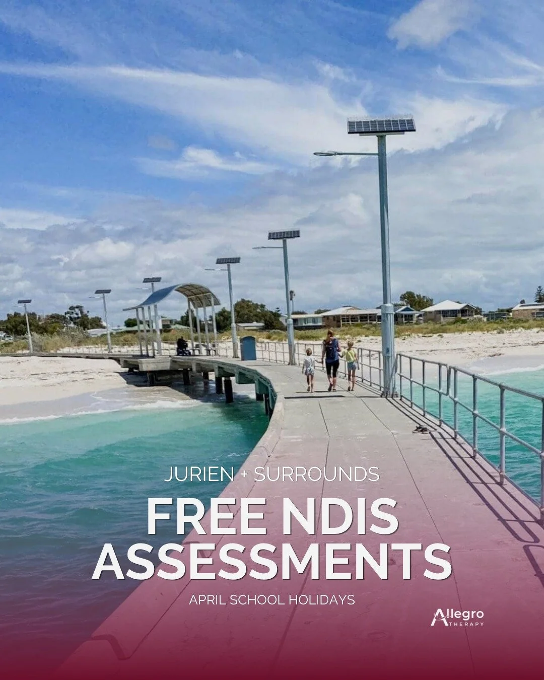 Is your child needing to access NDIS in Jurien Bay or surrounds? 💫

Allegro Therapy will be offering 𝐜𝐨𝐦𝐩𝐥𝐢𝐦𝐞𝐧𝐭𝐚𝐫𝐲, 𝐧𝐨-𝐨𝐛𝐥𝐢𝐠𝐚𝐭𝐢𝐨𝐧 𝐚𝐬𝐬𝐞𝐬𝐬𝐦𝐞𝐧𝐭𝐬 𝐚𝐧𝐝 𝐚𝐜𝐜𝐞𝐬𝐬 𝐫𝐞𝐪𝐮𝐞𝐬𝐭𝐬 during the April school holidays.
