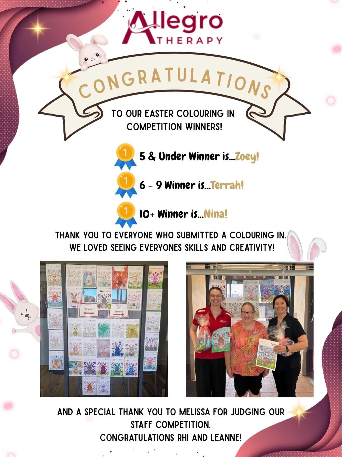 Congrats to all our winners except for Rhi and Leanne 😂