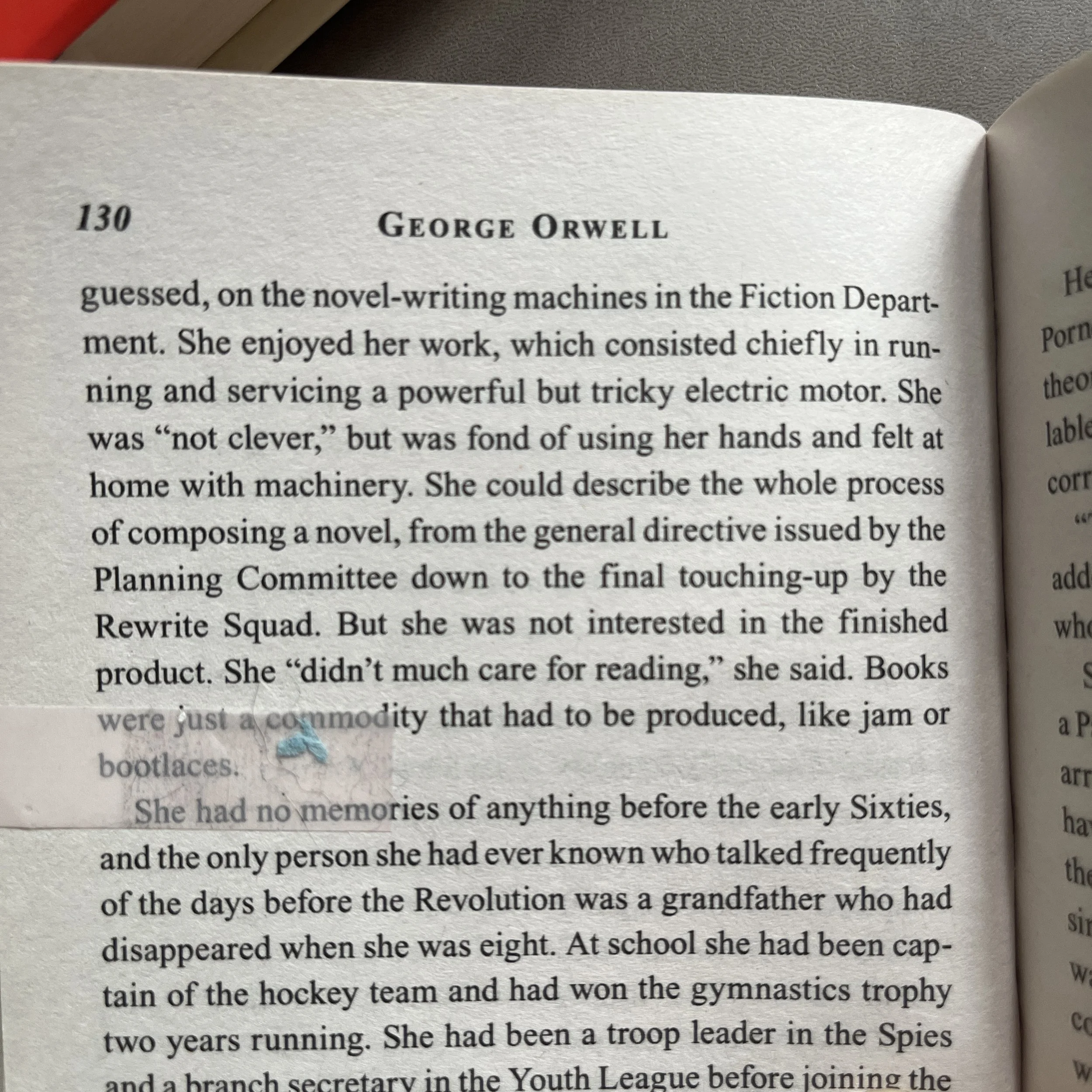 Julia's character, not much of a reader
