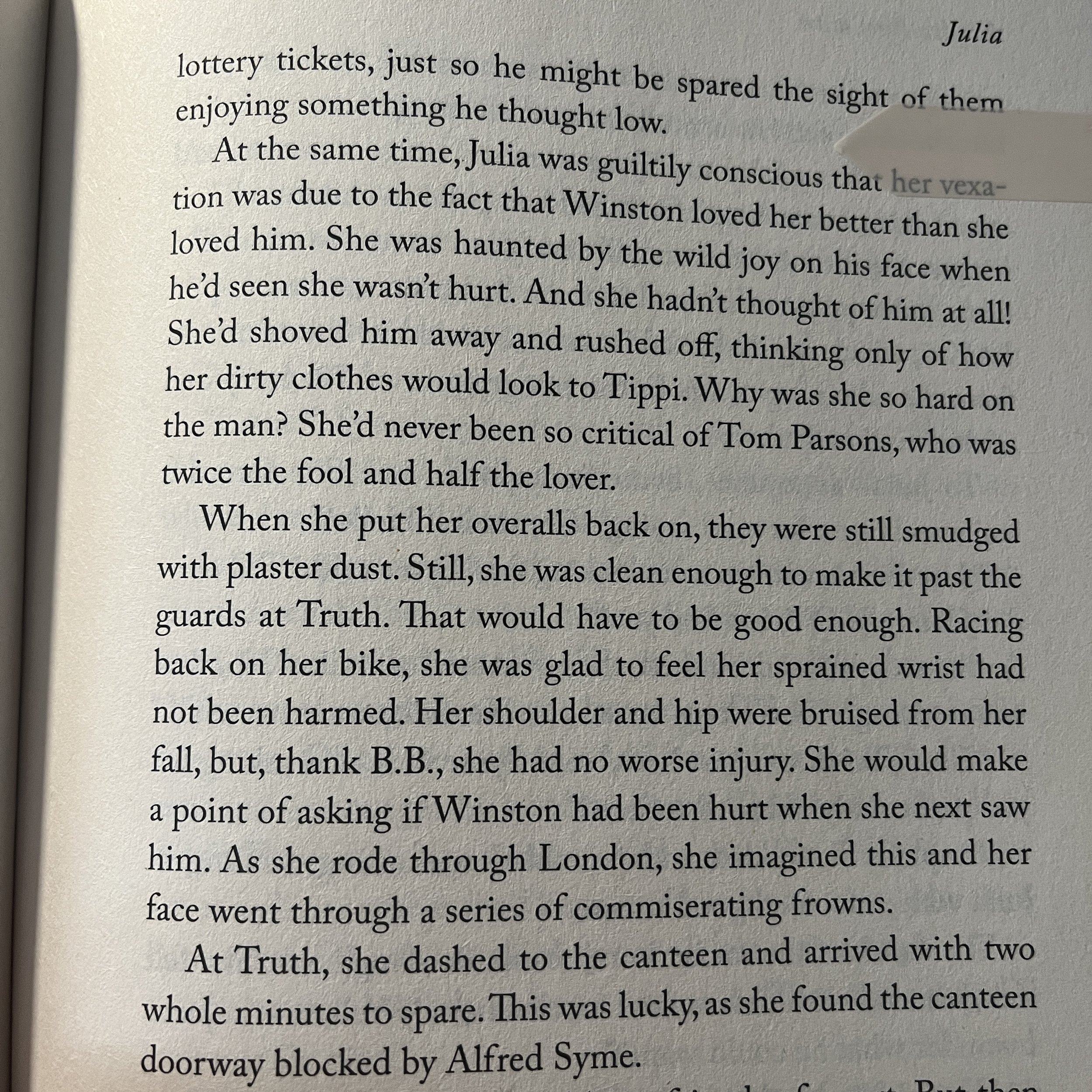 What Julia felt about Winston
