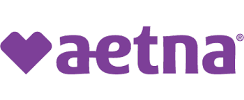 A purple heart symbol next to the word 'aetna' in purple lowercase letters.