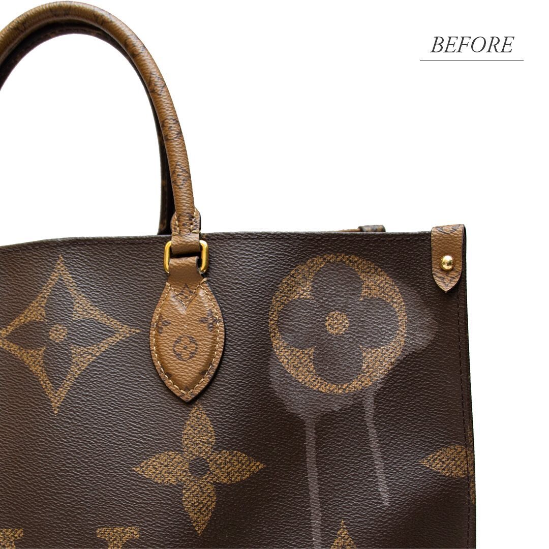 Cue music &ldquo;oh no oh no oh no no no no&rdquo; The stain on this @louisvuitton handbag was massive, along with that the handles edge color was peeling off. Swipe ahead to see the before after results, our artisans worked on having the stain remov