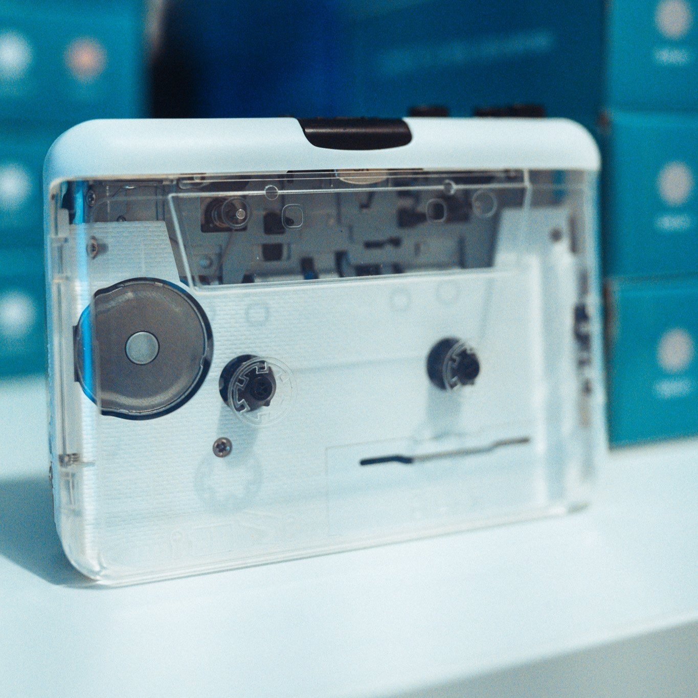 Portable Stereo Cassette Player - White with Copper Fly Wheels (Brand New)