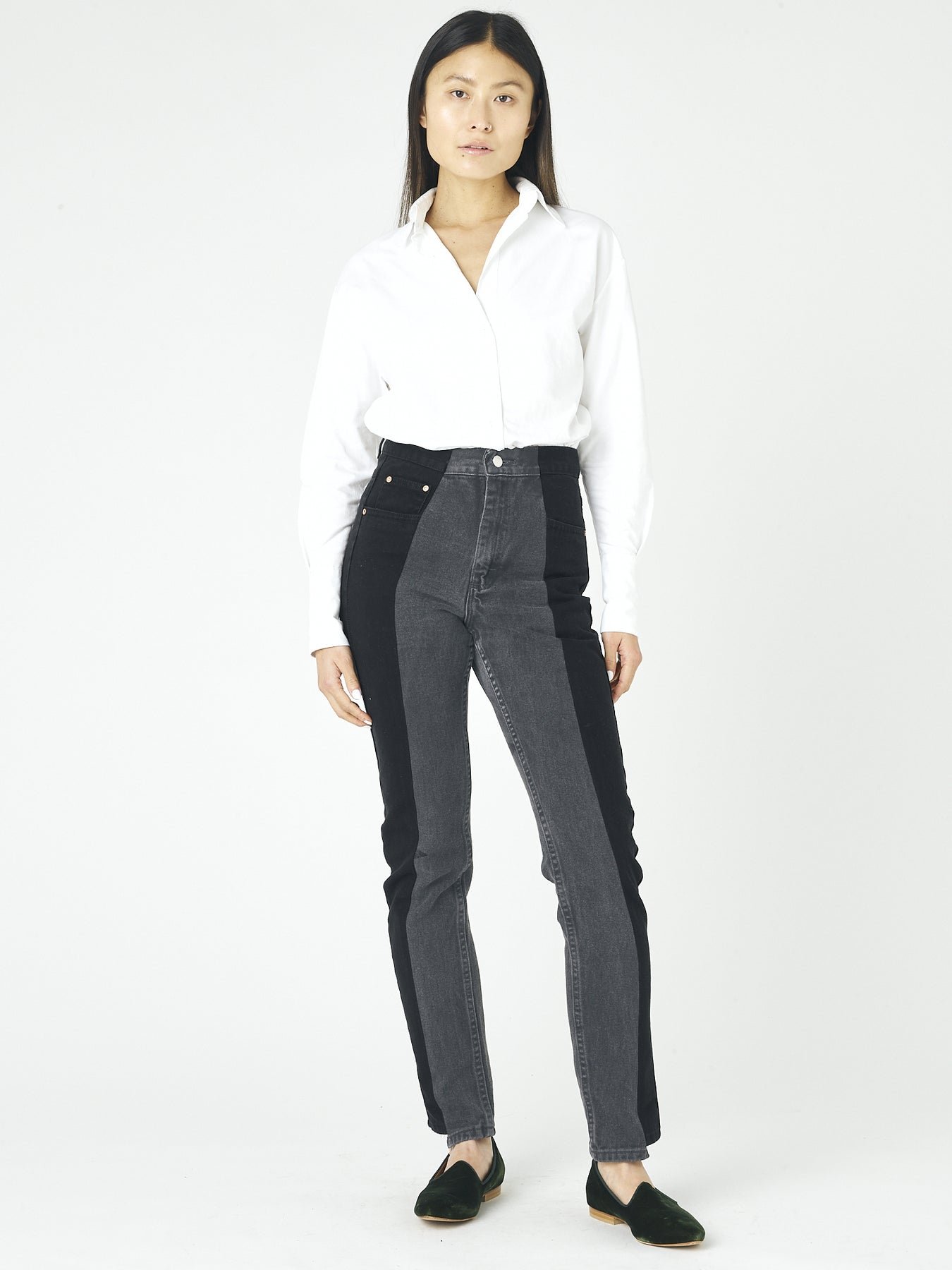 Black Grey Contrast Straight Leg jeans by E.L.V. Denim