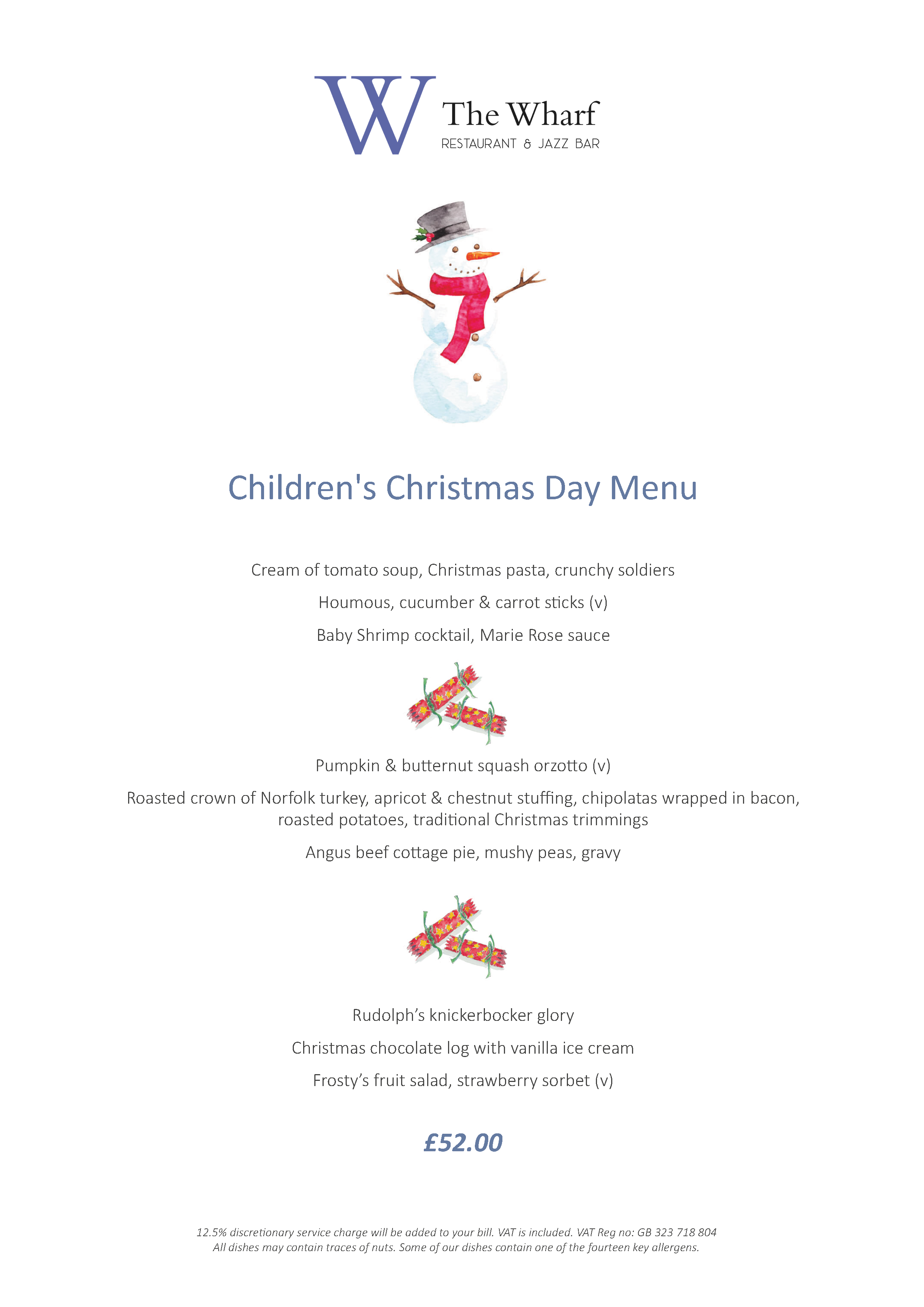 Children's Christmas Menu — The Wharf Teddington