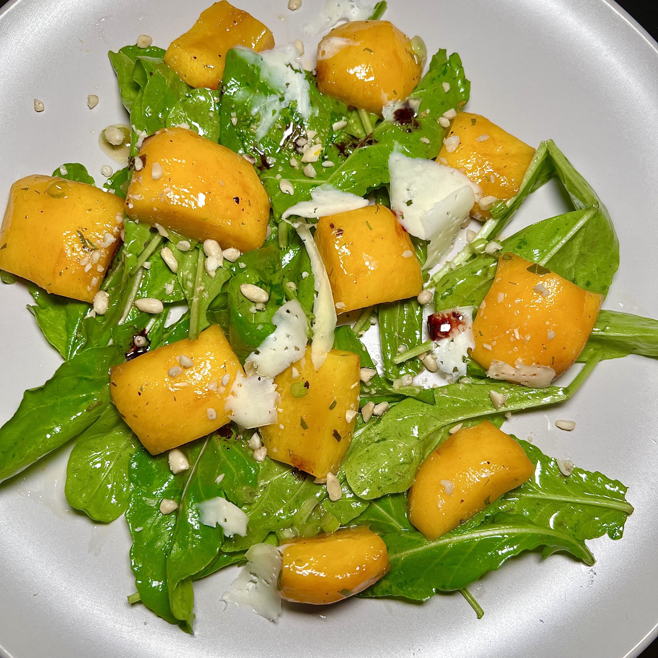 Peach Salad with Roasted Pine Nuts