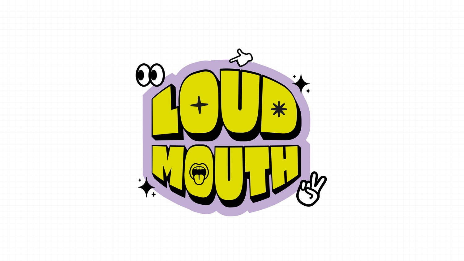 Loud Mouth was a project that never got finished – but the concept was too fun not to share. A bold, flexible logo that works as simple type or with illustrated elements layered in, even topped off with branded stickers. Funky, loud and full of perso