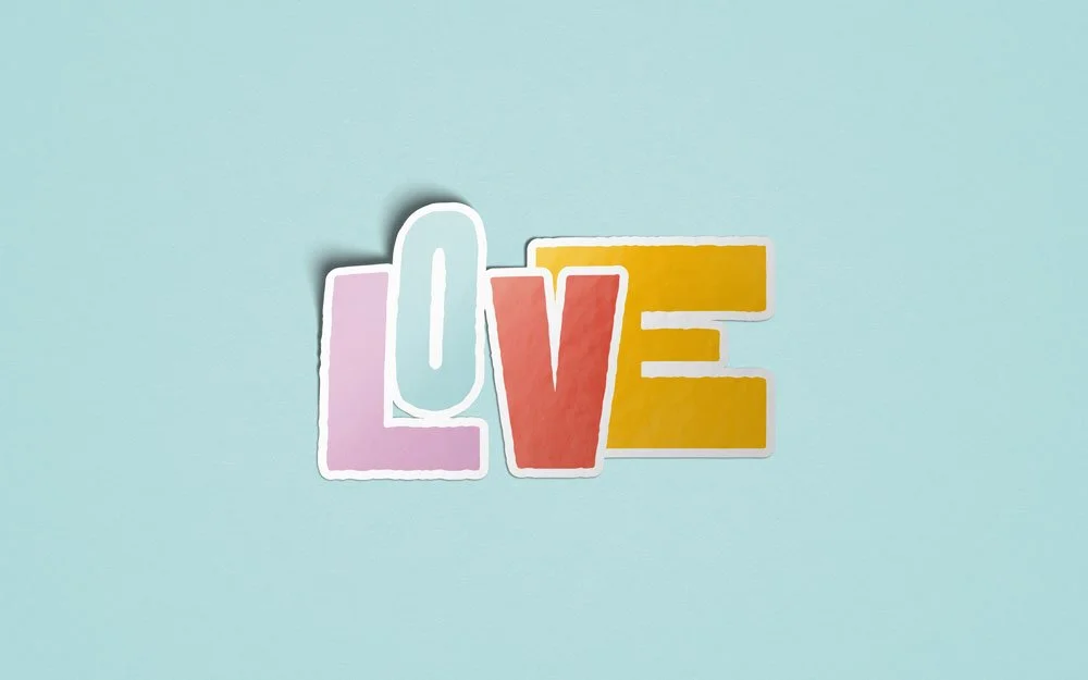 Simple, bold, typographic design. Spread the love with this striking design! Die-cut from high-quality vinyl, this sticker is built to stand out.