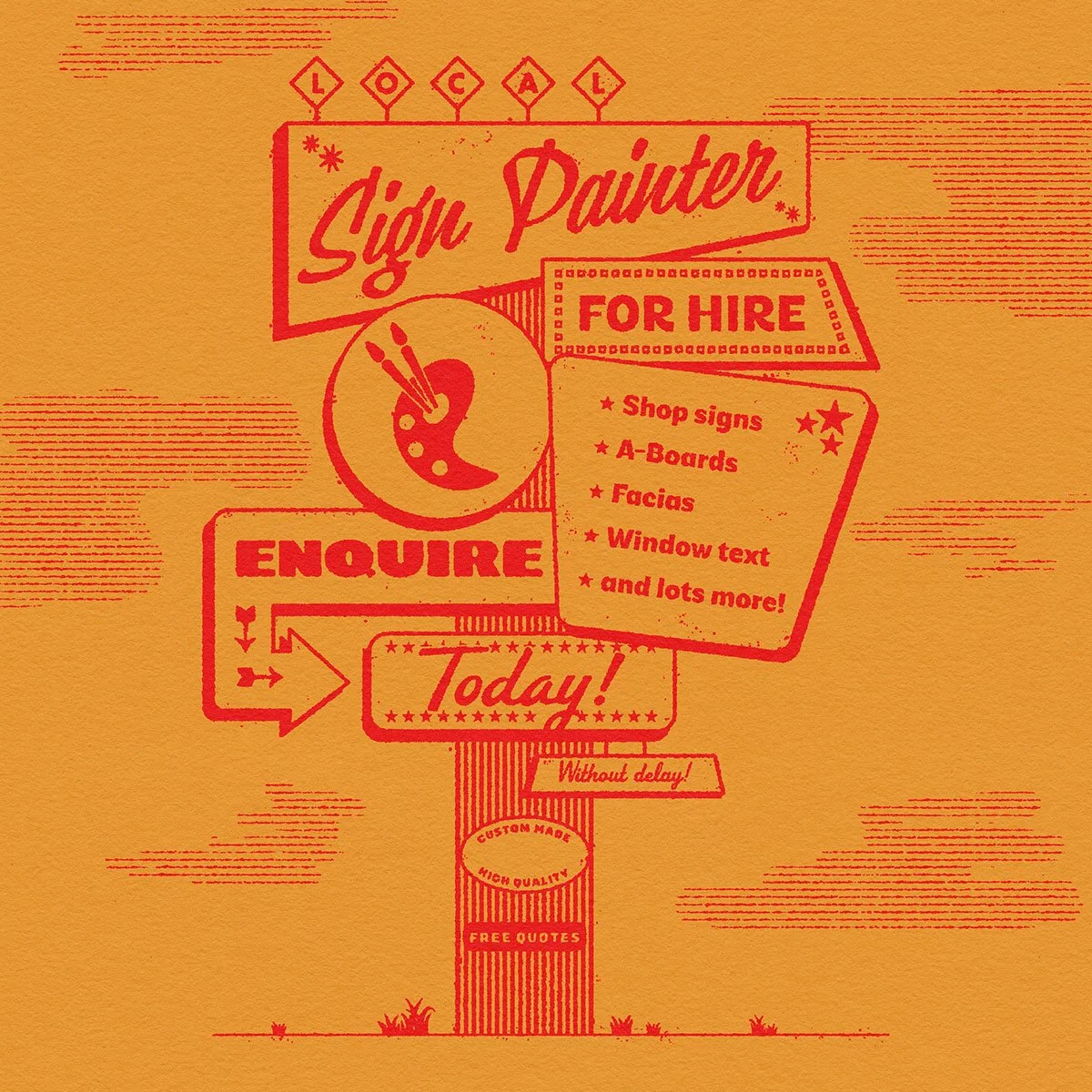 Rich C Studio. Traditional hand-painted sign writing studio based in Frome. Services include brand identity, custom logos to book layouts, printed materials, shop facias and A-Boards.