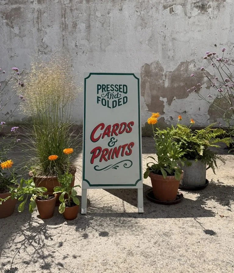 Pressed and Folded A-Board design and sign painted