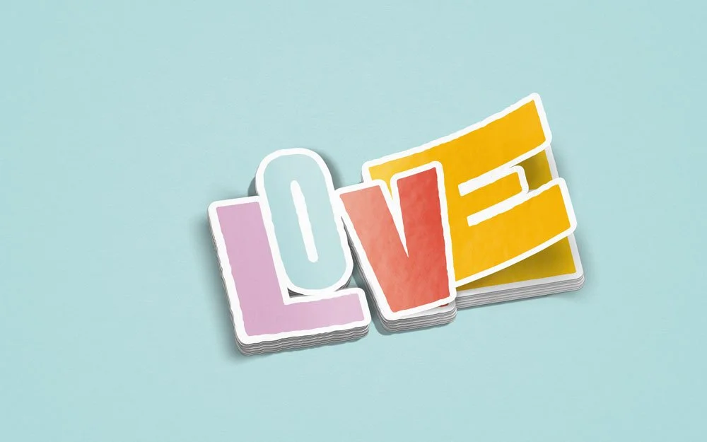 Simple, bold, typographic design. Spread the love with this striking design! Die-cut from high-quality vinyl, this sticker is built to stand out.
