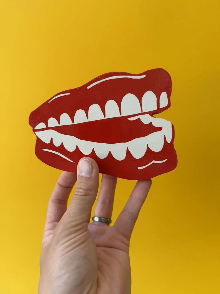 Comedy Teeth woodcut