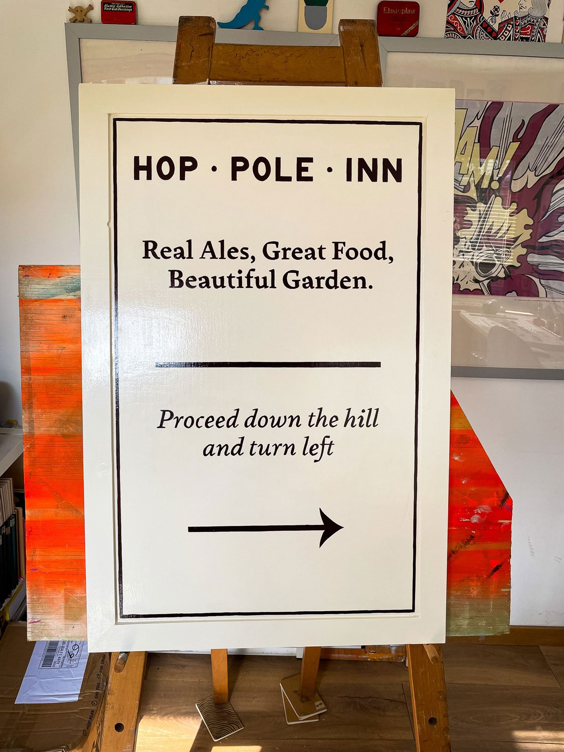 The Hop Pole Inn – a friendly, community-owned pub in the heart of Limpley Stoke – wanted a set of hand-painted signs for their recent reopening – traditional, welcoming and full of charm. Hand painted by Rich C Studio, sign painting and graphic desi