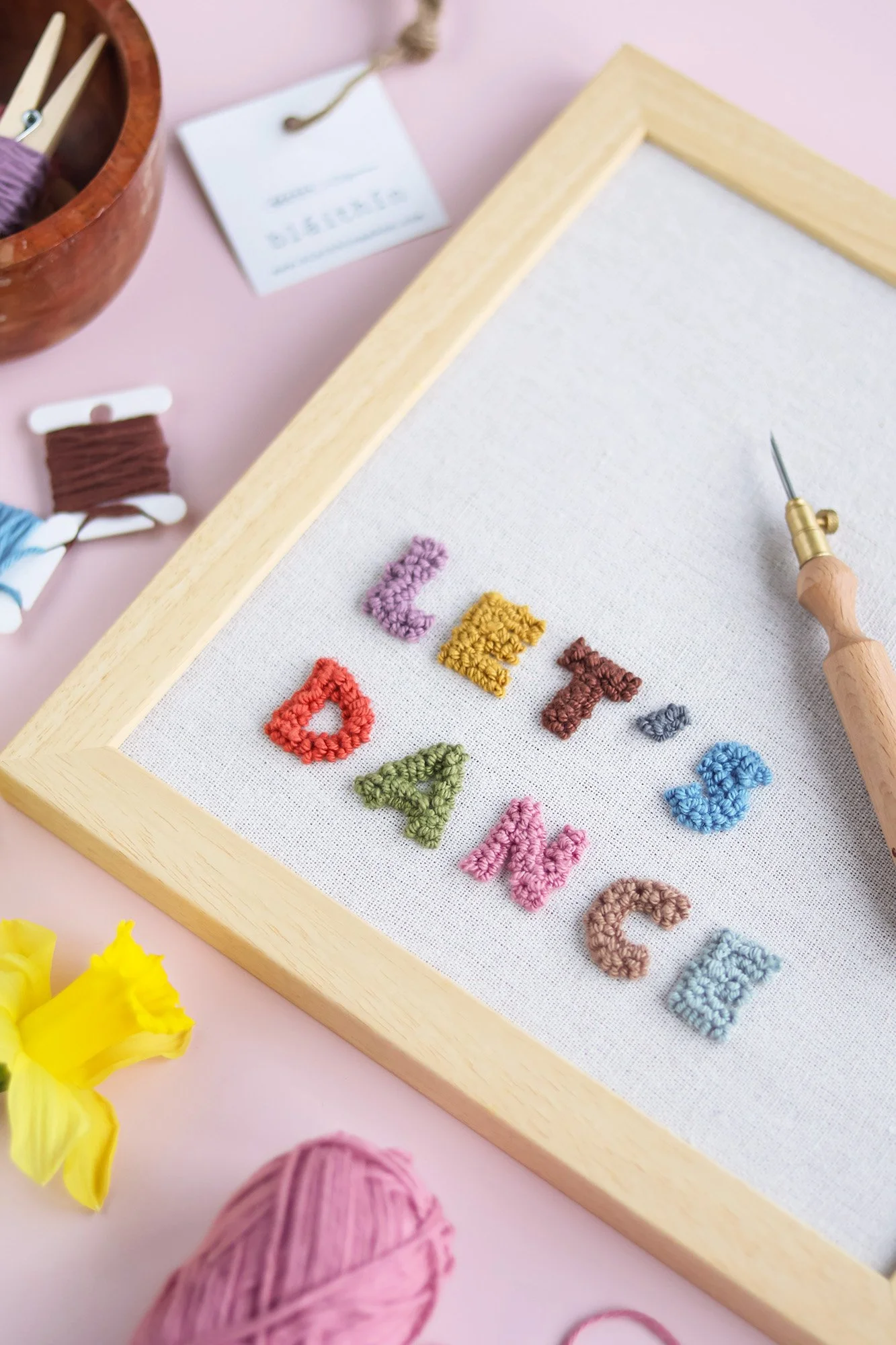 Lets Dance Frame Textile Wall Art Punch Needle Embrdoiery.jpg