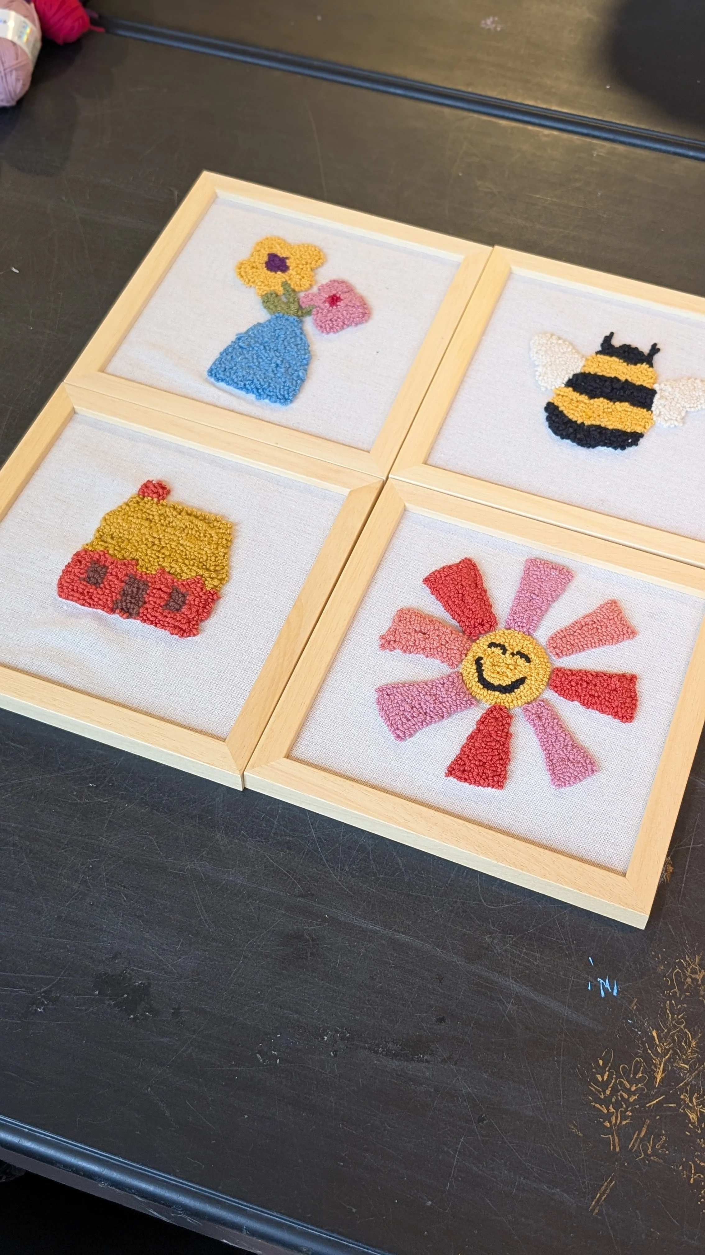 finished pieces of punch needle craft workshop McCauley place naas