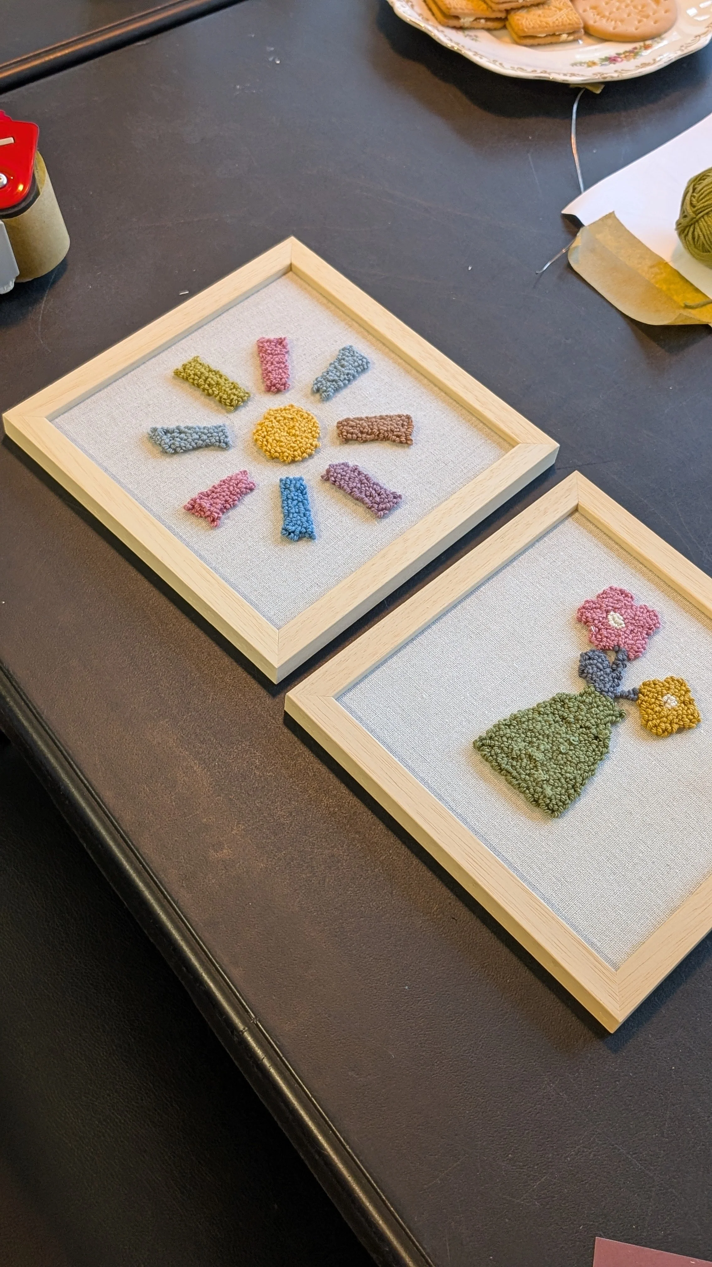 framed wall hanging punch needle group class activity wicklow