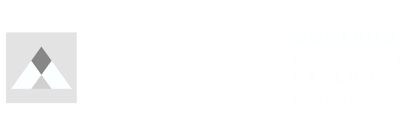 Black banner with logo and white text promoting Minas Gerais government, emphasizing a different, efficient state.