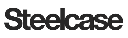 Steelcase logo in white text on black background