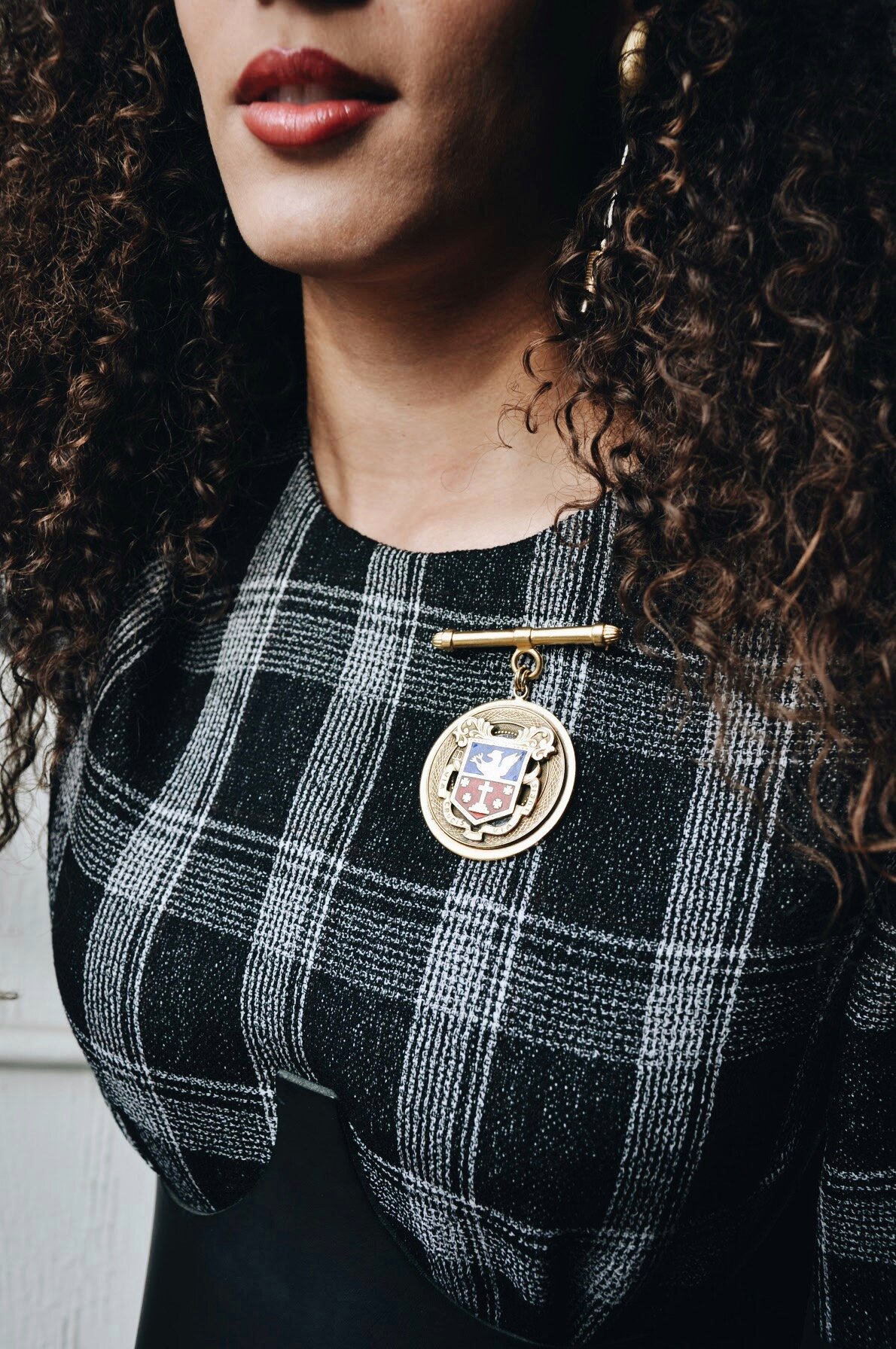 PROJEKT #64 - VIERTE Collection - SOLD --- is a pin from the VIERTE Collection. The 4th collection intended to be “worn elsewhere” than PROJECT von Anna’s more typical necklaces or earrings, this brooch is a great addition to any structured top, blaz