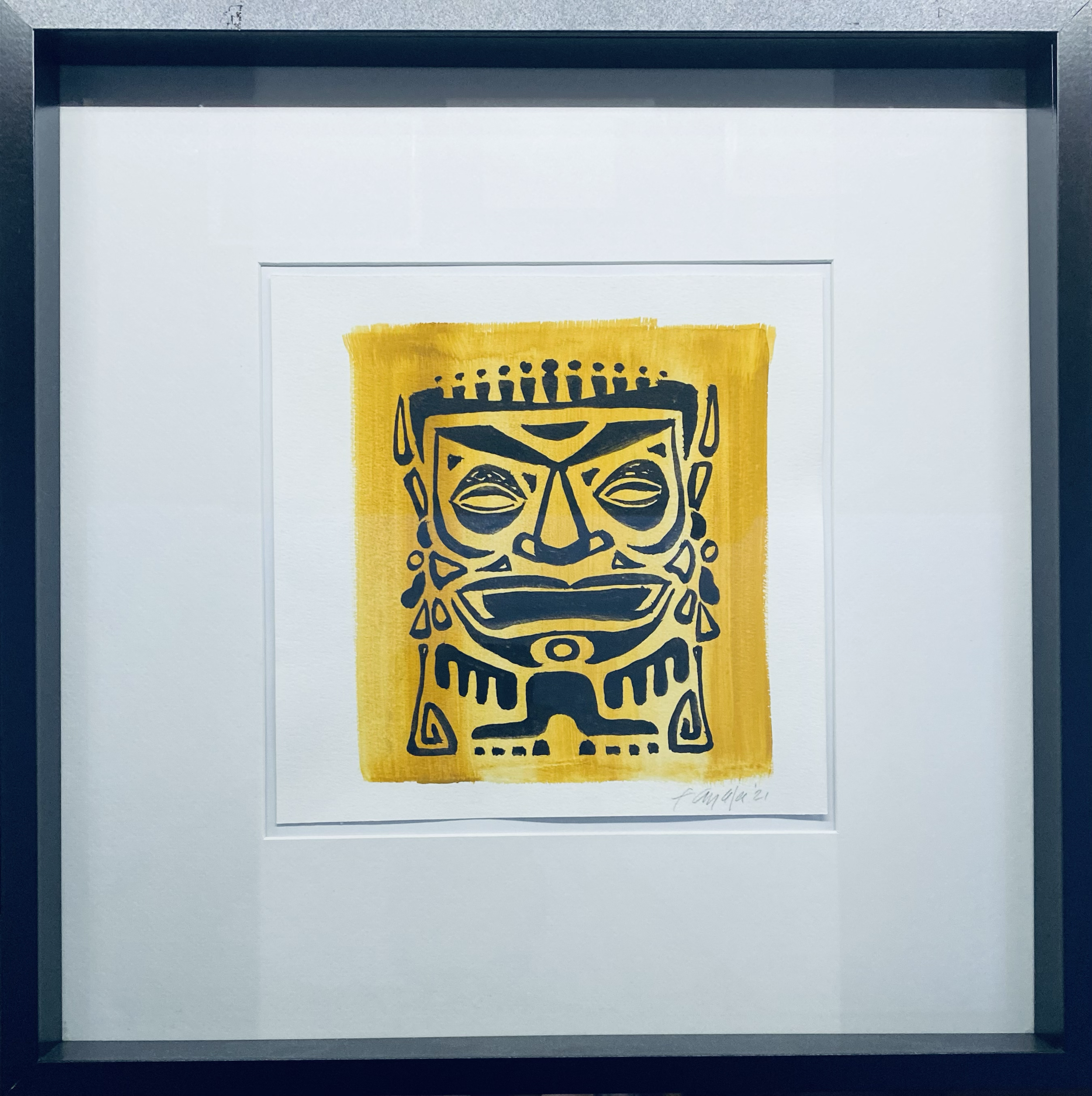 COLUMBIAN MASK 
| 21"X21"X2" MATTE BLACK FRAMED | $500.