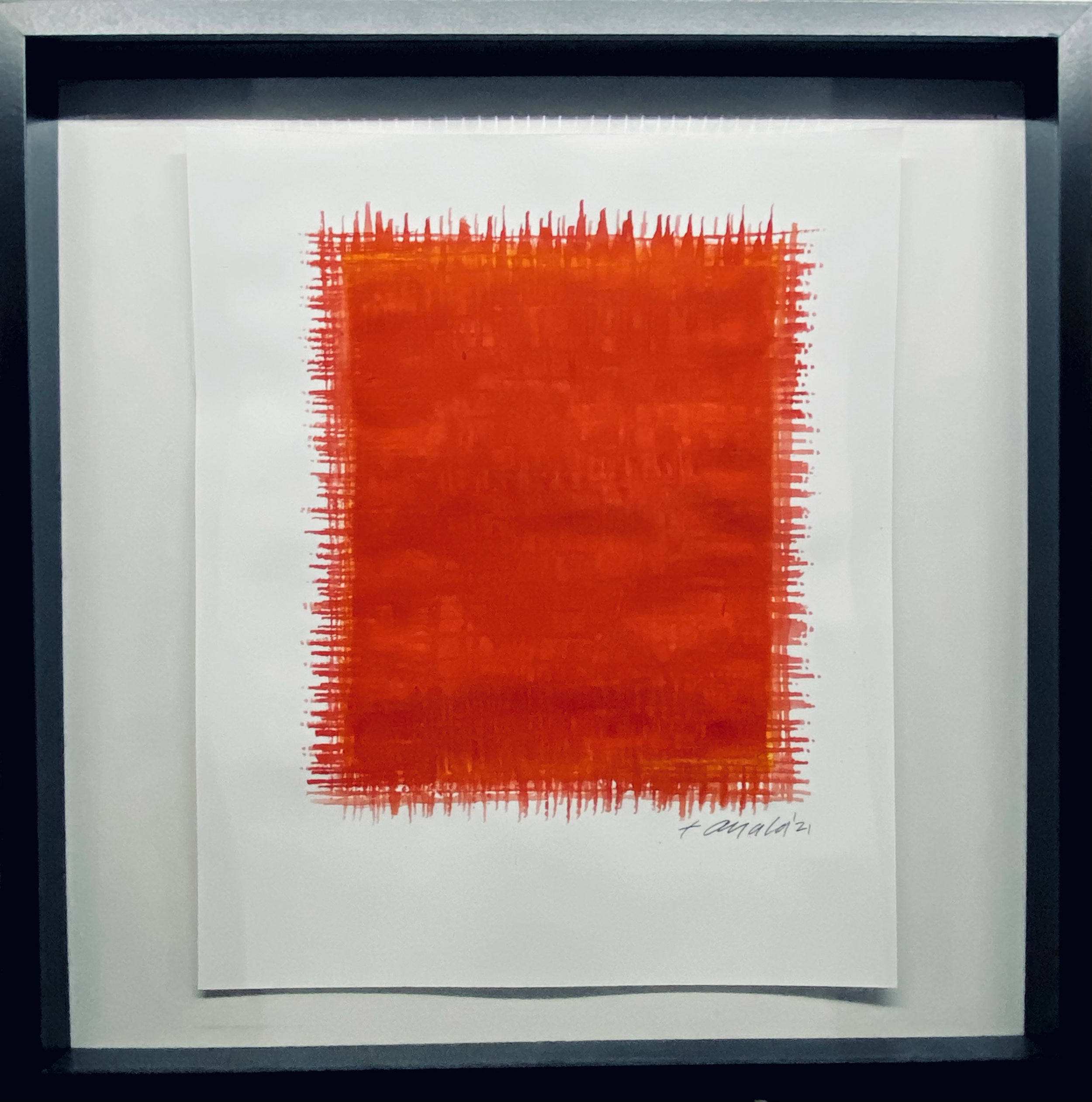 RED BLOCK 
| 21"X21"X2" MATTE BLACK FRAMED | $400.