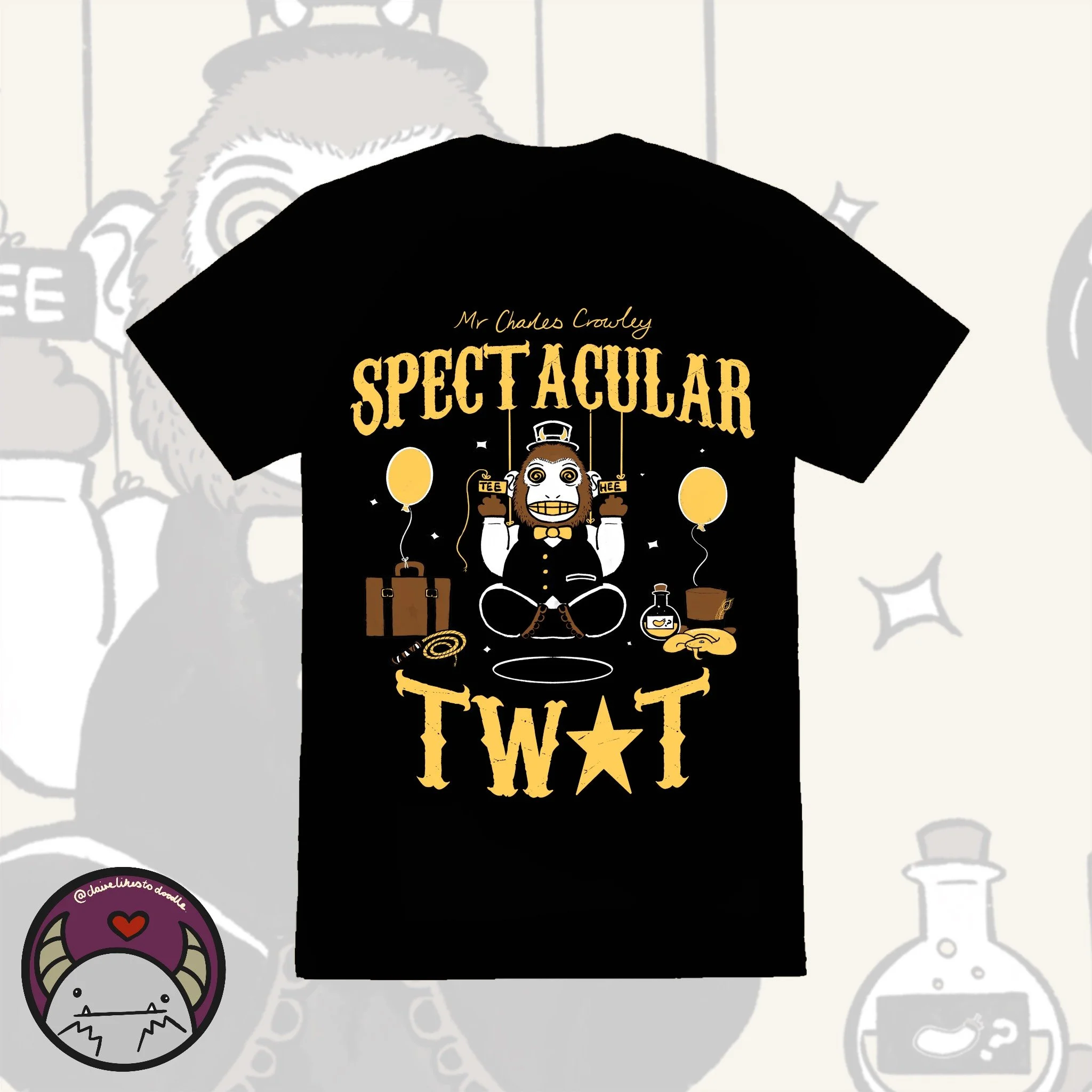 Spectacular Tw*t - black T-shirt design, 2022. Original wrestling merch design for British wrestler and performer Mr Charles Crowley. 