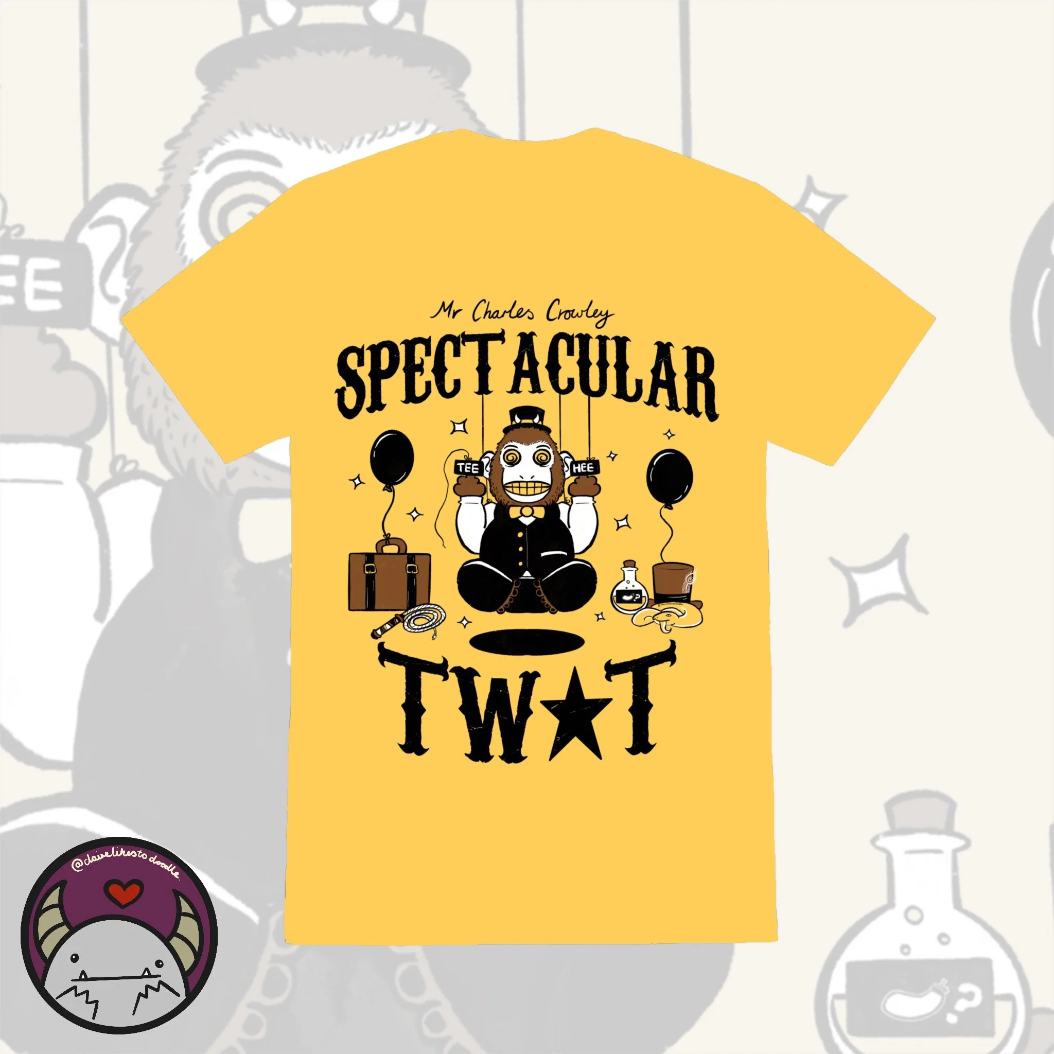Spectacular Tw*t - gold T-shirt design, 2022. Original wrestling merch design for British wrestler and performer Mr Charles Crowley. 
