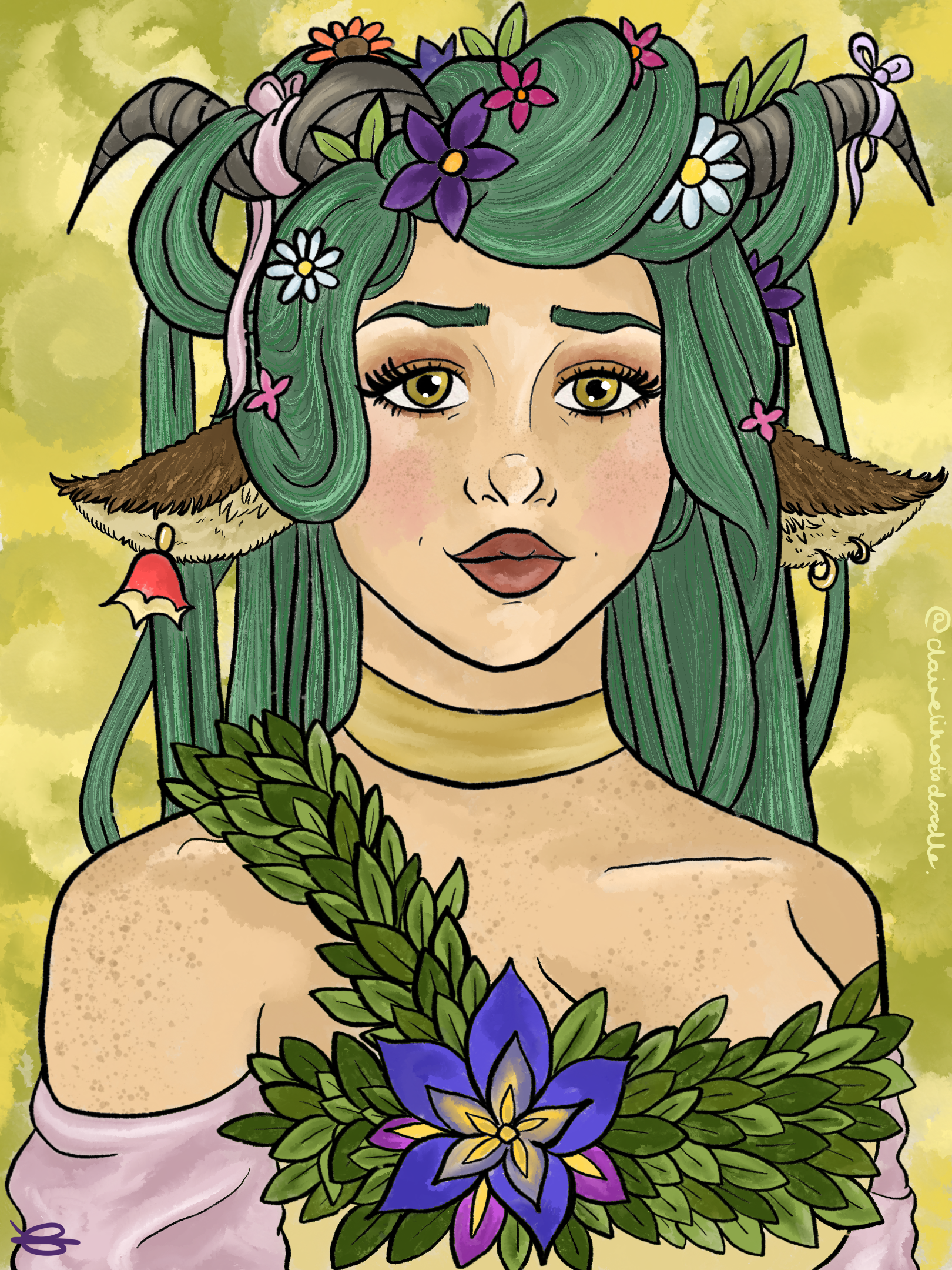 Fearne Calloway - Procreate, 2022. A digital fanart piece of a player character in the series Critical Role.