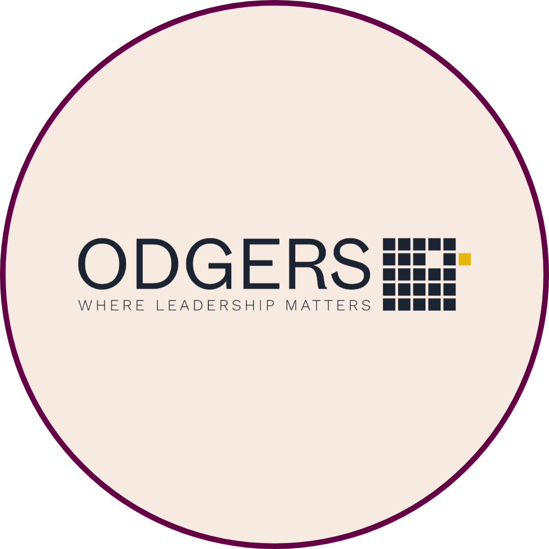 Odgers logo on a tan background.