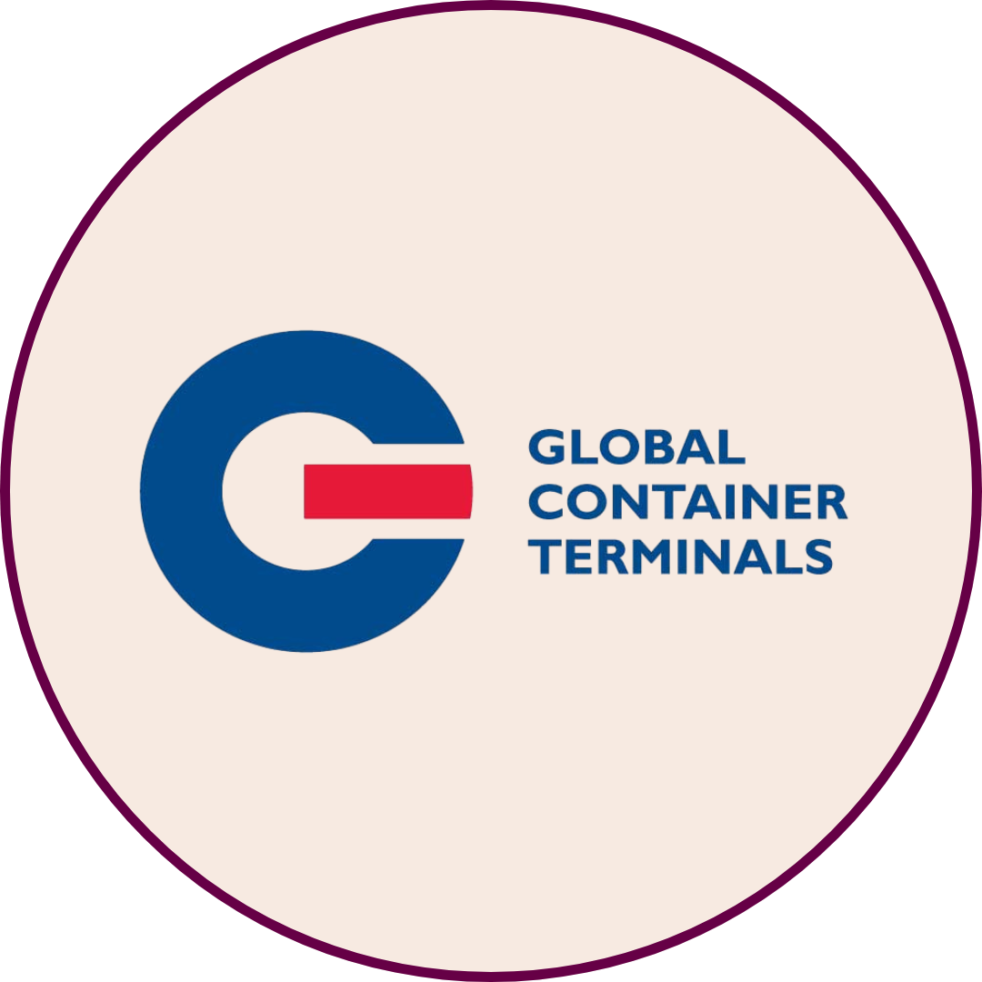 Global Container Terminals logo on a tan background.