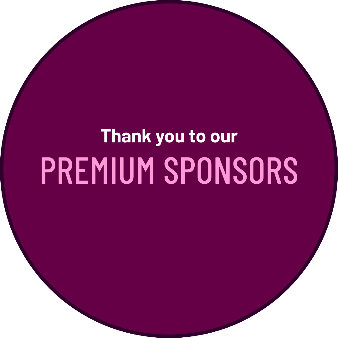 Thank you to our PREMIUM SPONSORS on a purple background.