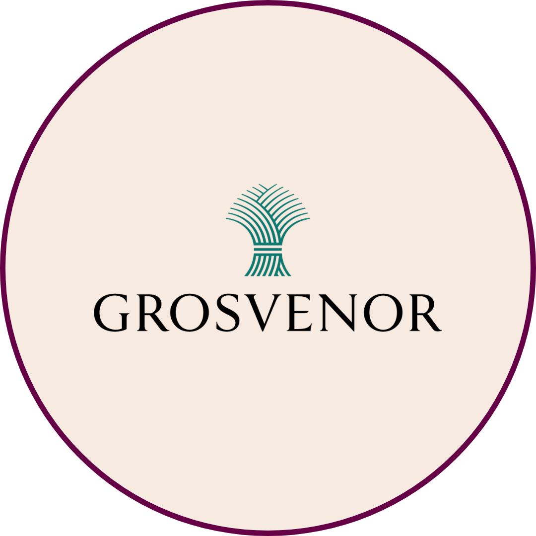 Grosvenor logo on a tan background.