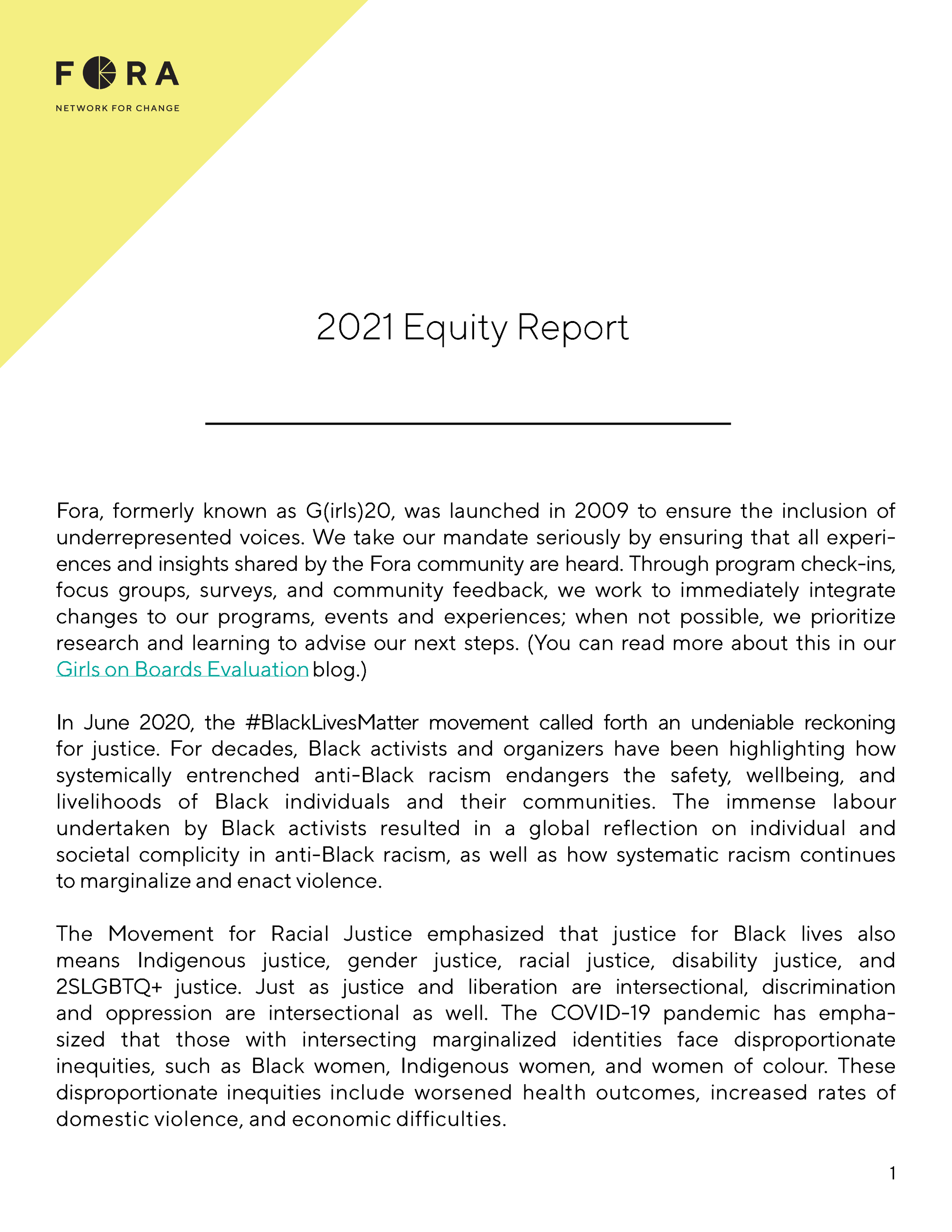 Equity Report 2021