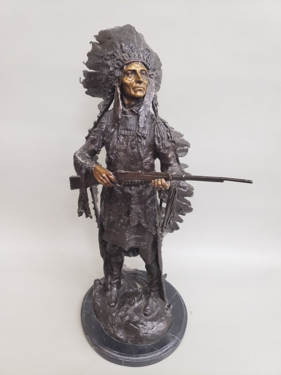 535 Signed Kauba Native American bronze sculpture on.jpg
