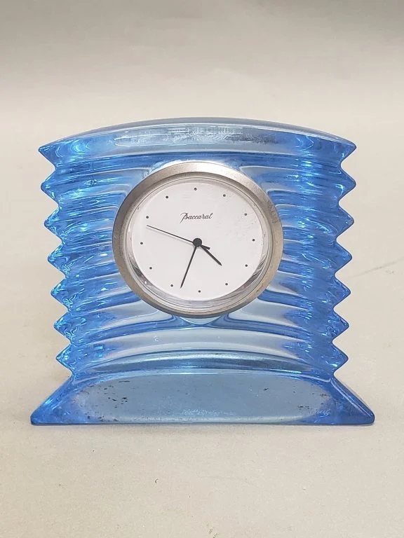 189 - Lot 490 - Baccarat Lalande blue crystal clock.jpg