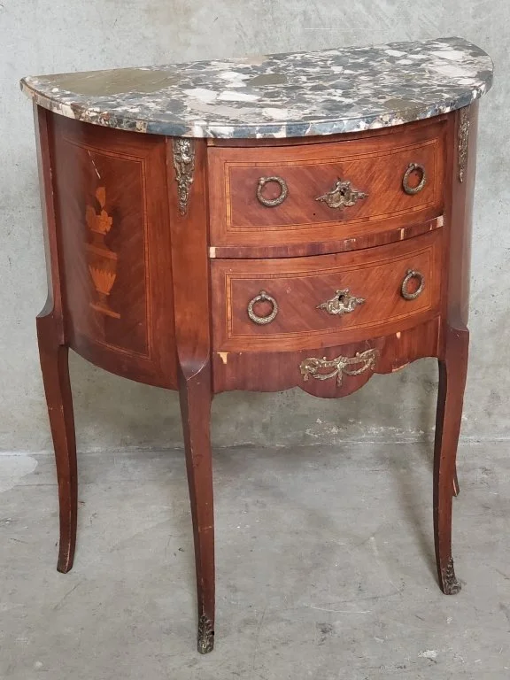 032 - Lot 126 - French mahogany inlaid demilune commode with.jpg