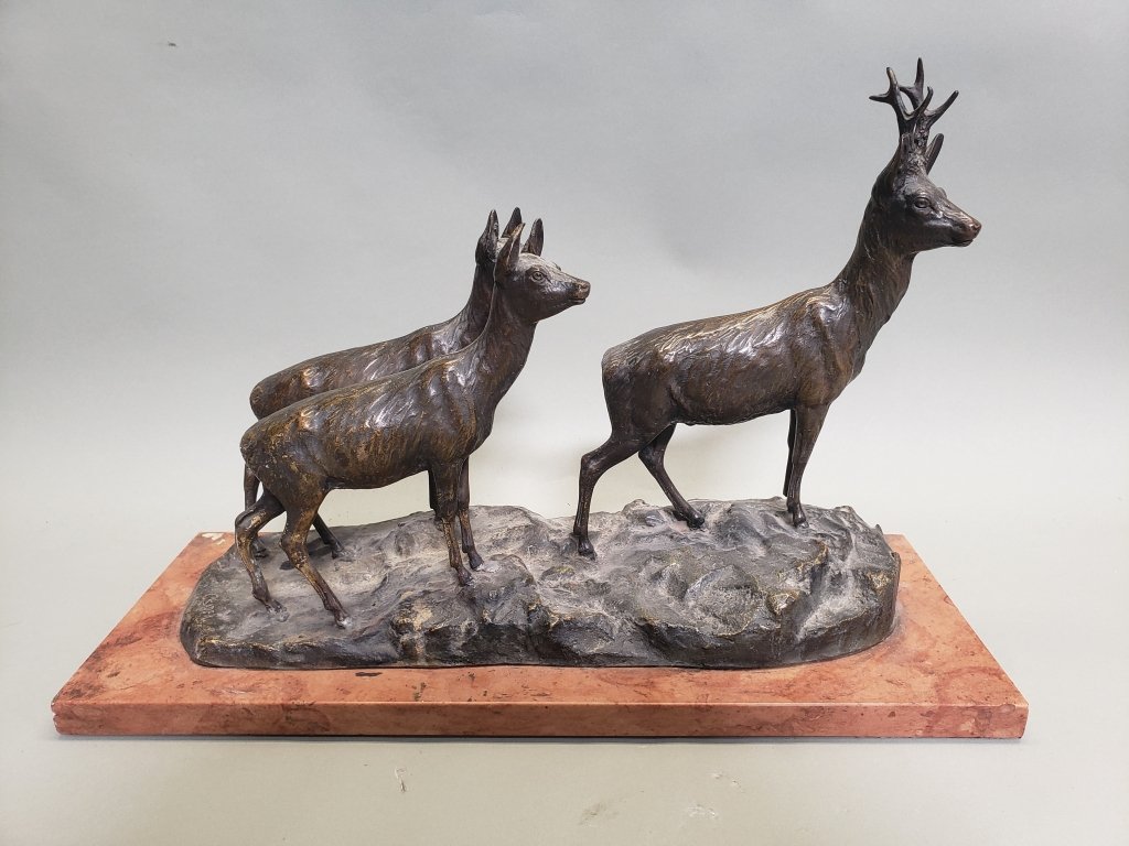595 Signed C. Sadek bronze sculpture on marble base.jpg