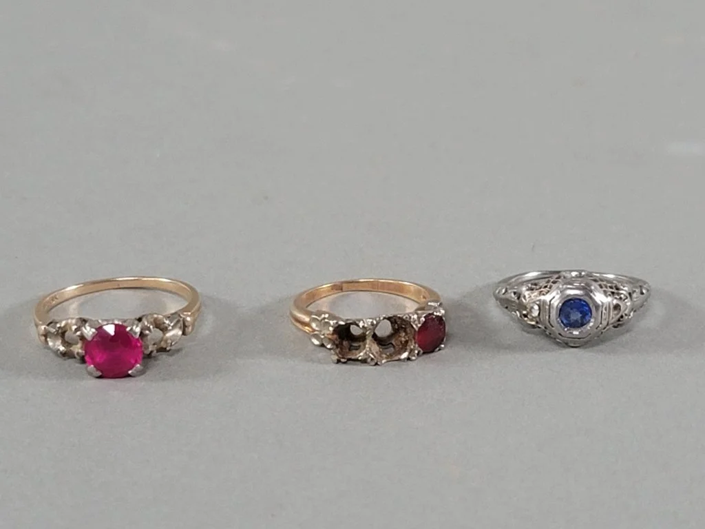 008 - Lot 348 - Three gold rings 2 marked 14k. one scratch.jpg