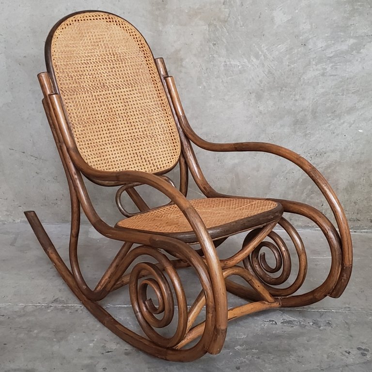 125 - 370 Thonet-style bentwood and cane rocking chair.jpg