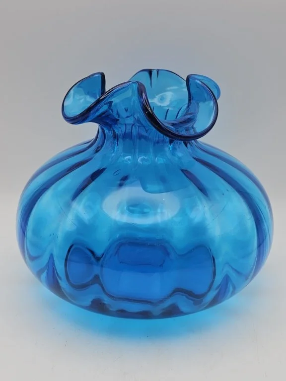 106 - Lot 510h - Vintage Mid-century hand-blown blue optic glass.jpg