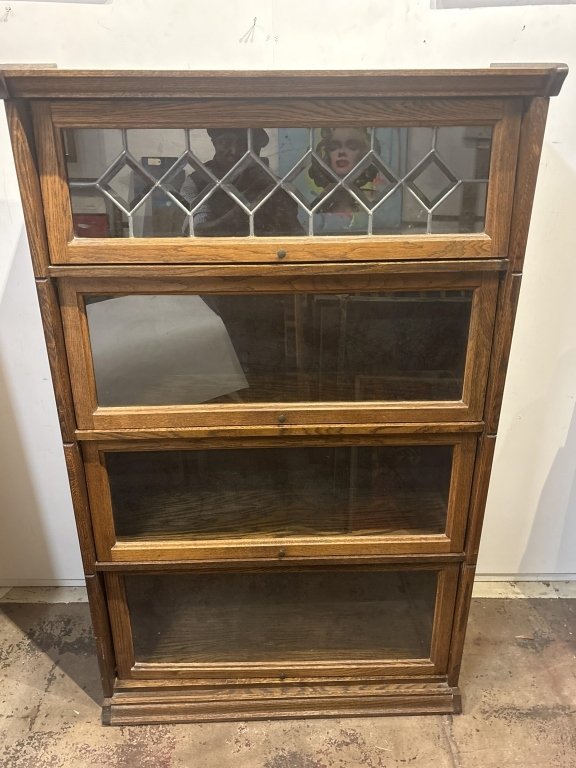 031 - Lot 650h - Mid-century oak barrister-style bookcase.jpg